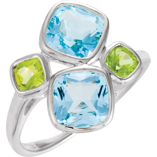 NATURAL TOPAZ & PERIDOT RING