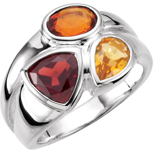 NATURAL GARNET & CITRINE RING