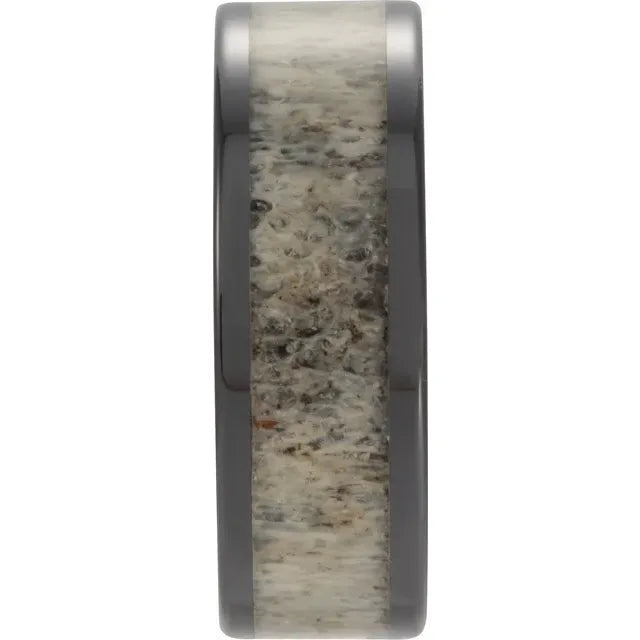 MEN'S CERAMIC & ANTLER WOOD WEDDING BAND